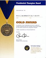 Presidental Champion Award Gold Urkunde Lang